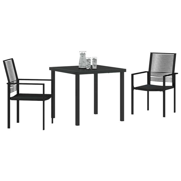 3-teiliges Garten-Essset Schwarz PVC-Rattan