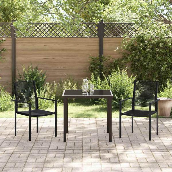 3-teiliges Garten-Essset Schwarz PVC-Rattan