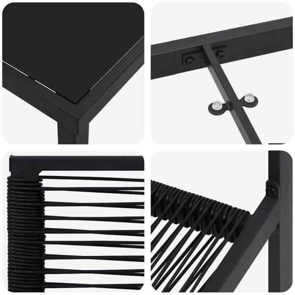 3-teiliges Garten-Essset Schwarz PVC-Rattan
