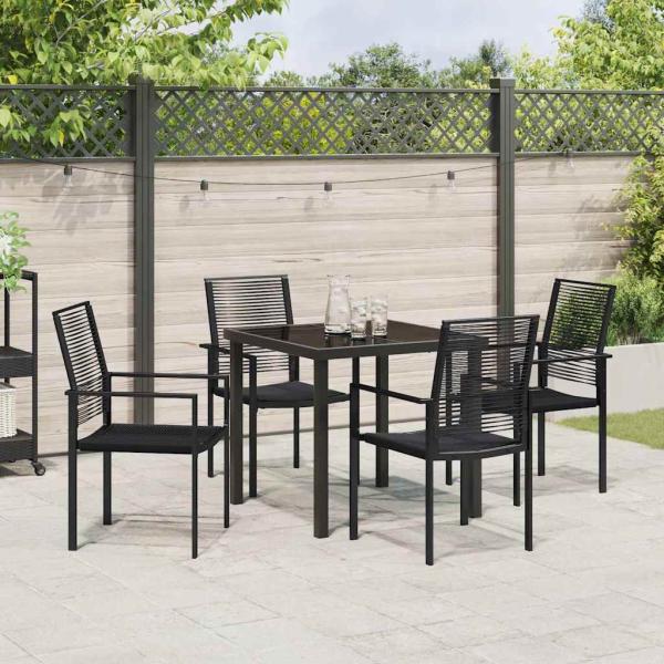5-teiliges Garten-Ess-Set Schwarz PVC-Rattan
