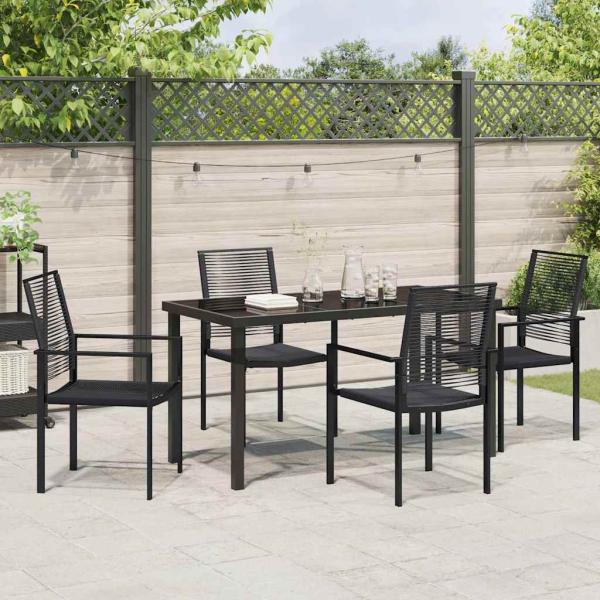 5-teiliges Garten-Esszimmer-Set Schwarz PVC-Rattan