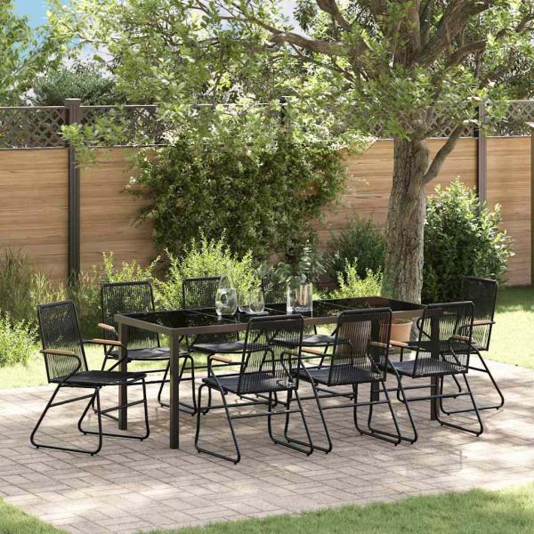 ARDEBO.de - Garten Essgruppe 9 stk. Schwarz Pulverbeschichteter Stahl