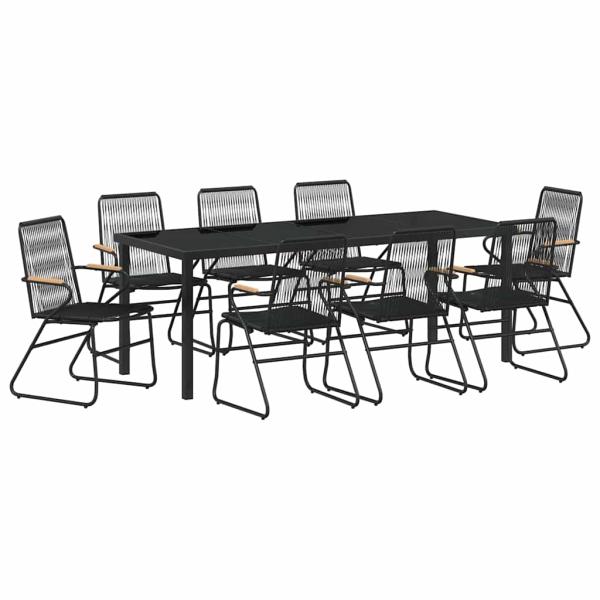 Garten Essgruppe 9 stk. Schwarz Pulverbeschichteter Stahl