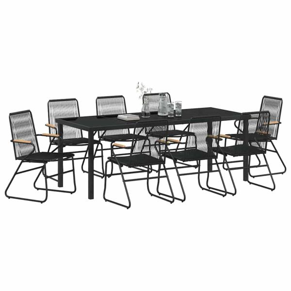 Garten Essgruppe 9 stk. Schwarz Pulverbeschichteter Stahl