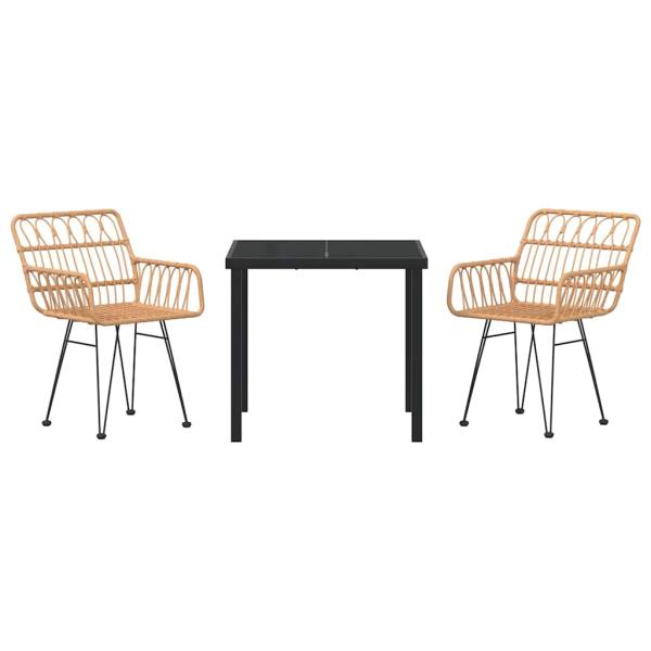 3-teiliges Garten-Essset Braun Poly Rattan