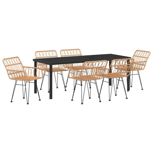 ARDEBO.de - 7-teiliges Garten-Essenset Braun Poly-Rattan