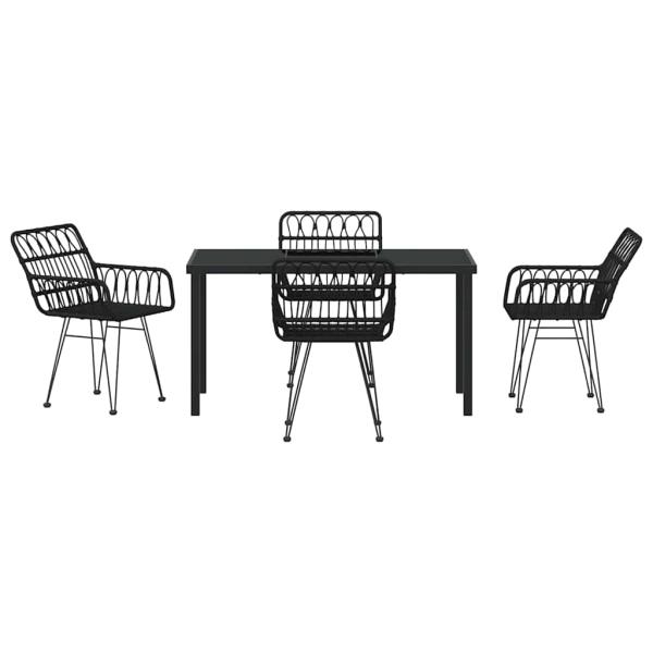 Garten Essgruppe 5 pcs Schwarz Pulverbeschichteter Stahl