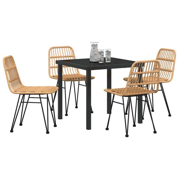 5-teiliges Garten-Ess-Set Brauner Poly Rattan