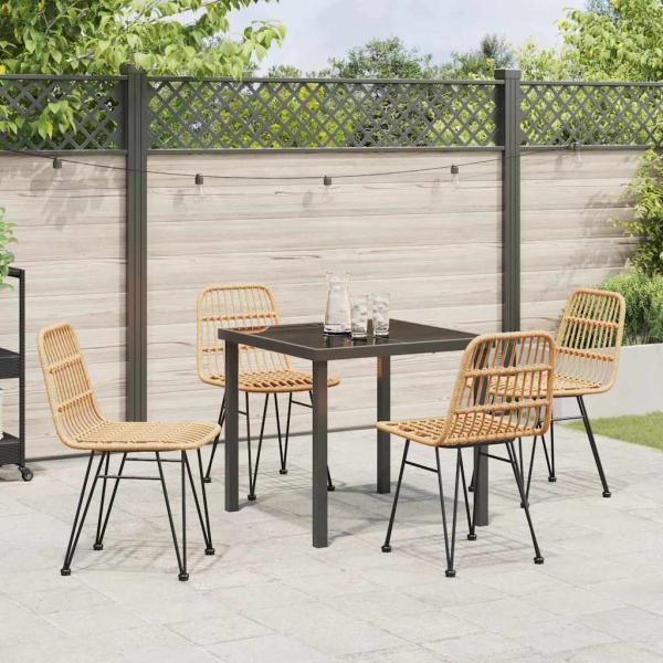 5-teiliges Garten-Ess-Set Brauner Poly Rattan