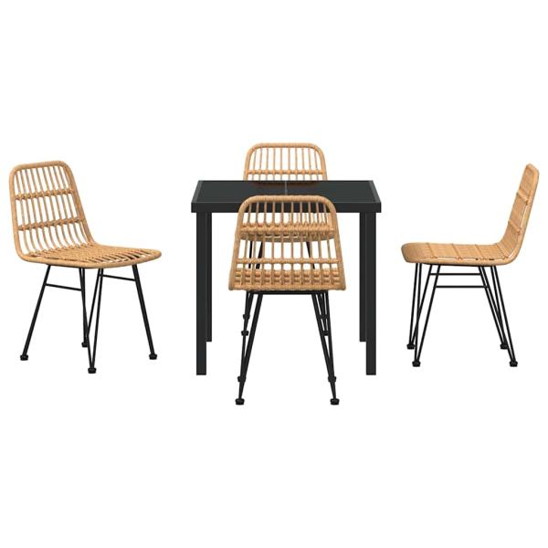 5-teiliges Garten-Ess-Set Brauner Poly Rattan
