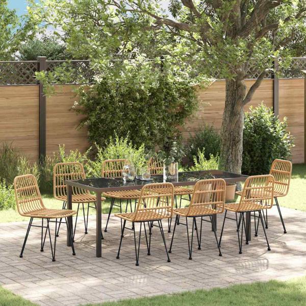 ARDEBO.de - Garten Essgruppe 9 stk. Braun Pulverbeschichteter Stahl
