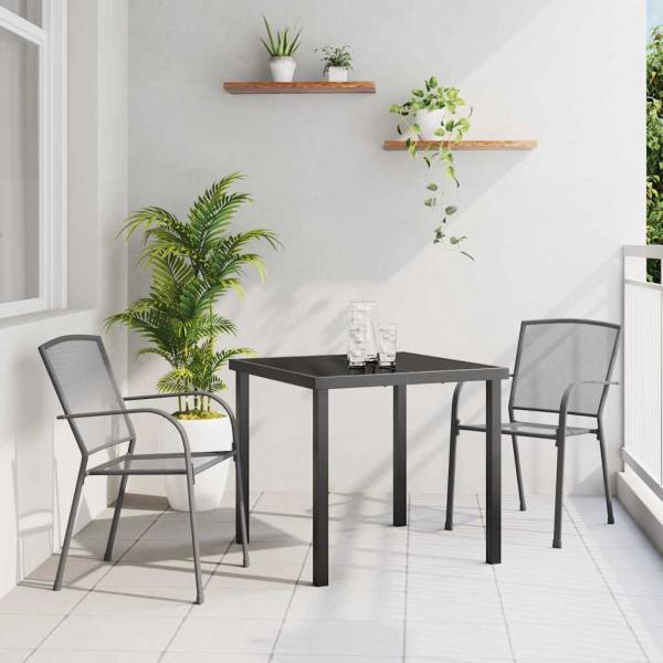 ARDEBO.de - 3-teiliges Garten-Essenset Anthrazit Stahl