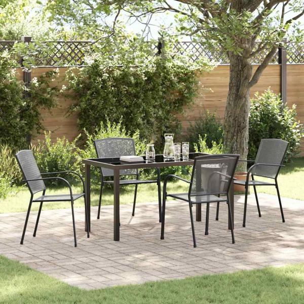 ARDEBO.de - 5-teiliges Garten-Esszimmer-Set Anthrazit Stahl