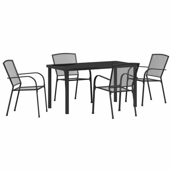 5-teiliges Garten-Esszimmer-Set Anthrazit Stahl