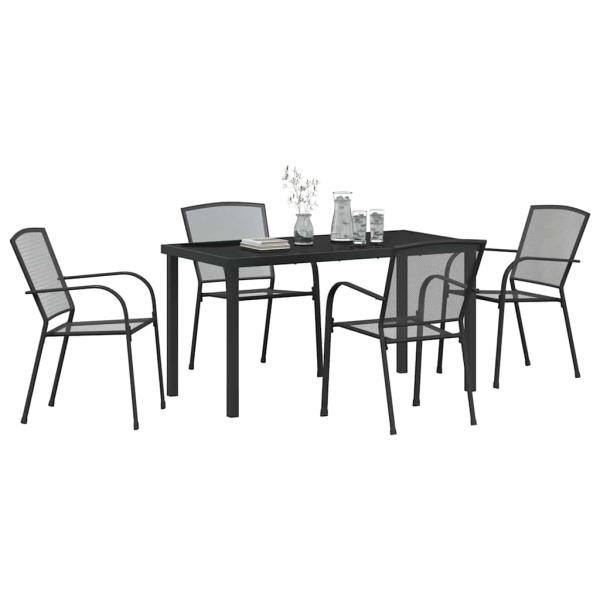 5-teiliges Garten-Esszimmer-Set Anthrazit Stahl