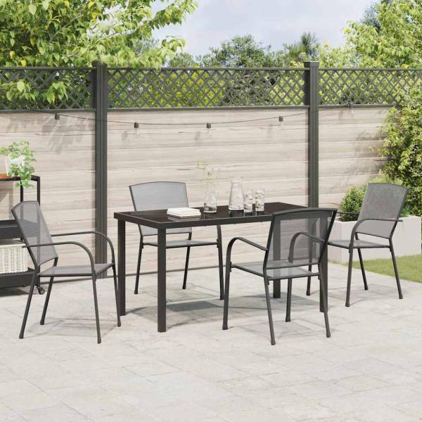 5-teiliges Garten-Esszimmer-Set Anthrazit Stahl