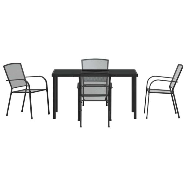 5-teiliges Garten-Esszimmer-Set Anthrazit Stahl