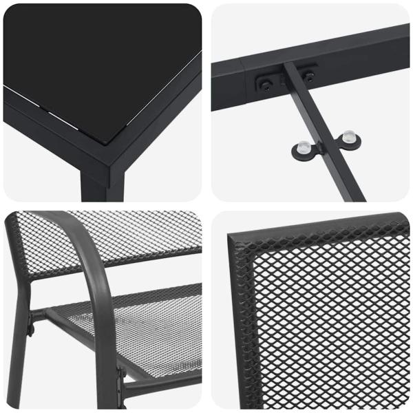 5-teiliges Garten-Esszimmer-Set Anthrazit Stahl