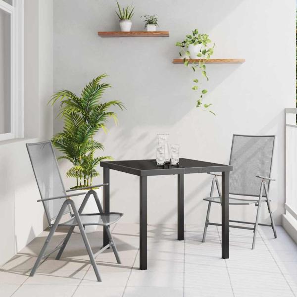 ARDEBO.de - 3-teiliges Garten-Esszimmer-Set Anthrazit Stahl
