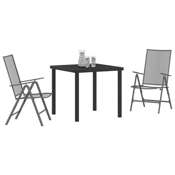 3-teiliges Garten-Esszimmer-Set Anthrazit Stahl