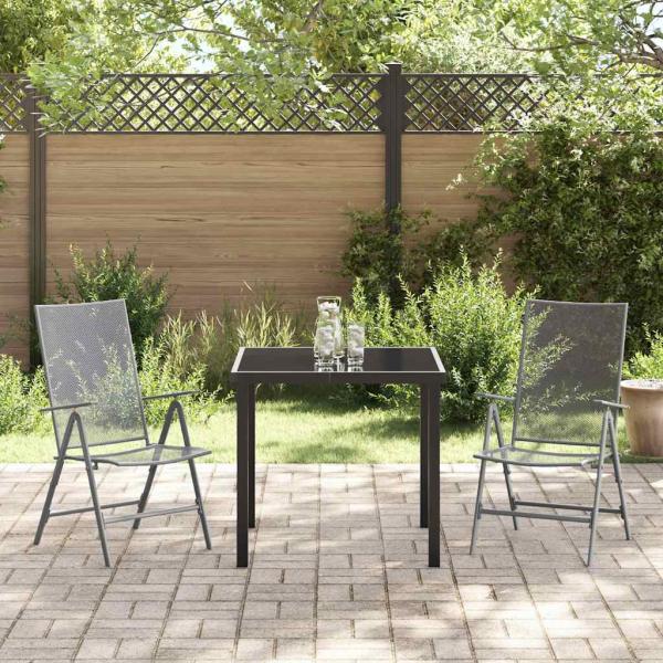 3-teiliges Garten-Esszimmer-Set Anthrazit Stahl