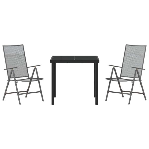 3-teiliges Garten-Esszimmer-Set Anthrazit Stahl