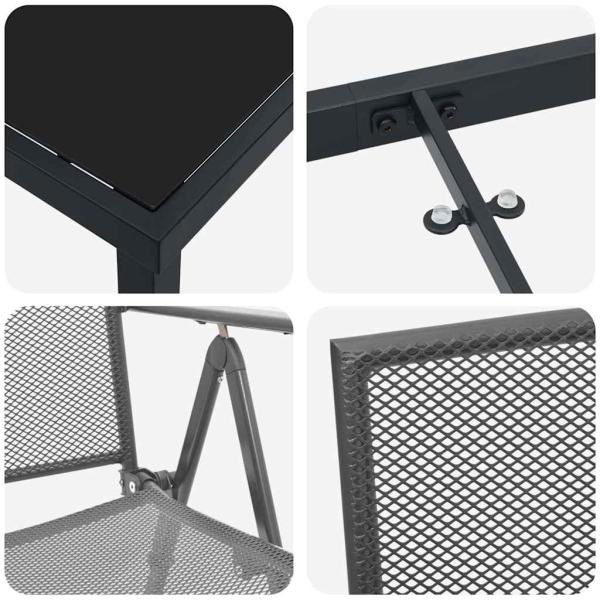 3-teiliges Garten-Esszimmer-Set Anthrazit Stahl