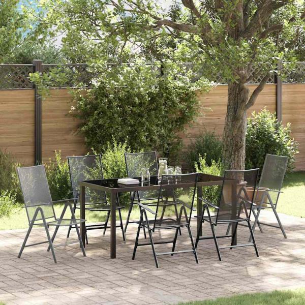 ARDEBO.de - 7-teiliges Gartentisch-Set Anthrazit Stahl
