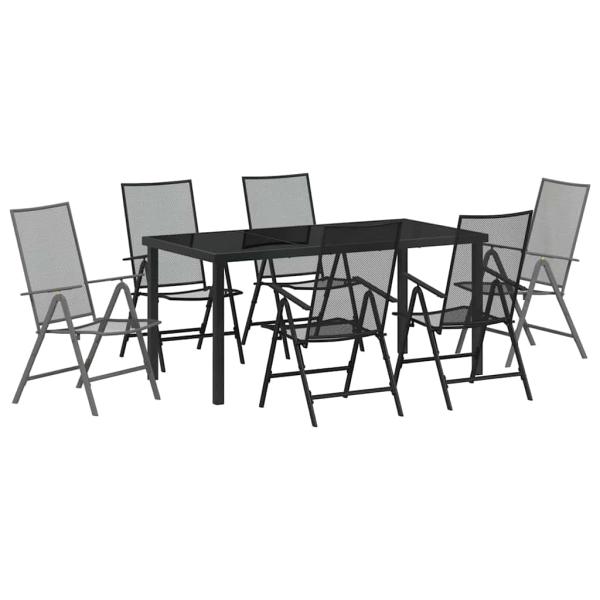 7-teiliges Gartentisch-Set Anthrazit Stahl