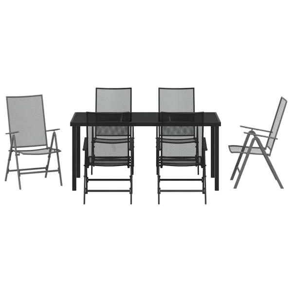 7-teiliges Gartentisch-Set Anthrazit Stahl