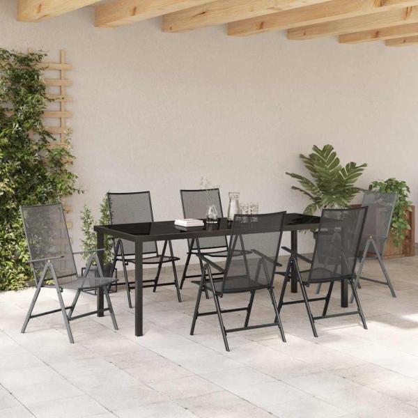 ARDEBO.de - 7-teiliges Garten-Ess-Set Anthrazit Stahl
