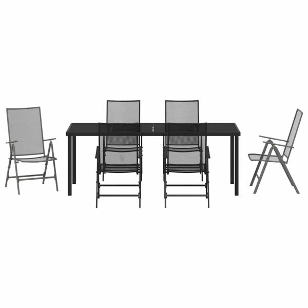 7-teiliges Garten-Ess-Set Anthrazit Stahl