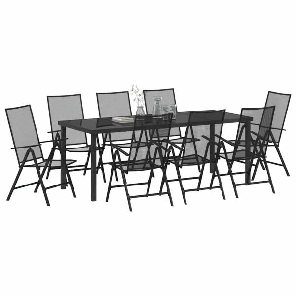 ARDEBO.de - 9-teiliges Garten-Essset Anthrazit Stahl