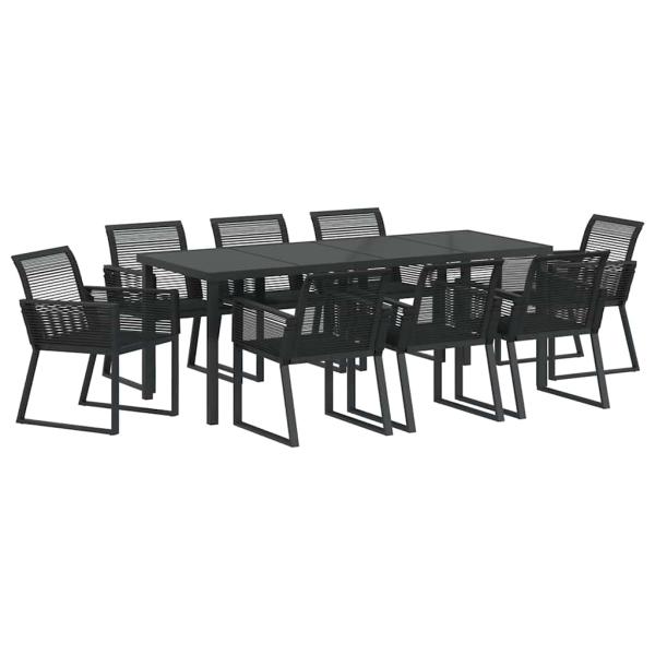 9-teiliges Garten-Ess-Set Schwarz Poly-Rattan