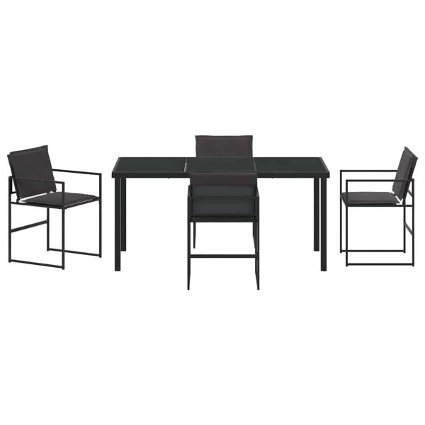 5-teiliges Garten-Essset mit Kissen Schwarz Textilene und Stahl