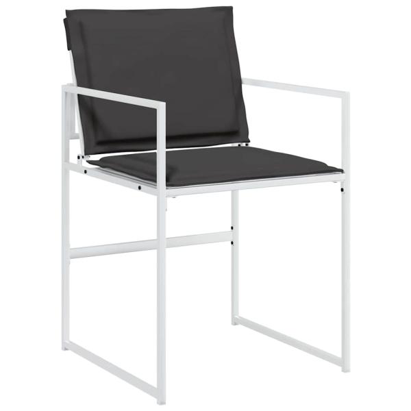 5-teiliges Garten-Ess-Set mit Kissen, Weiß, Textilene und Stahl