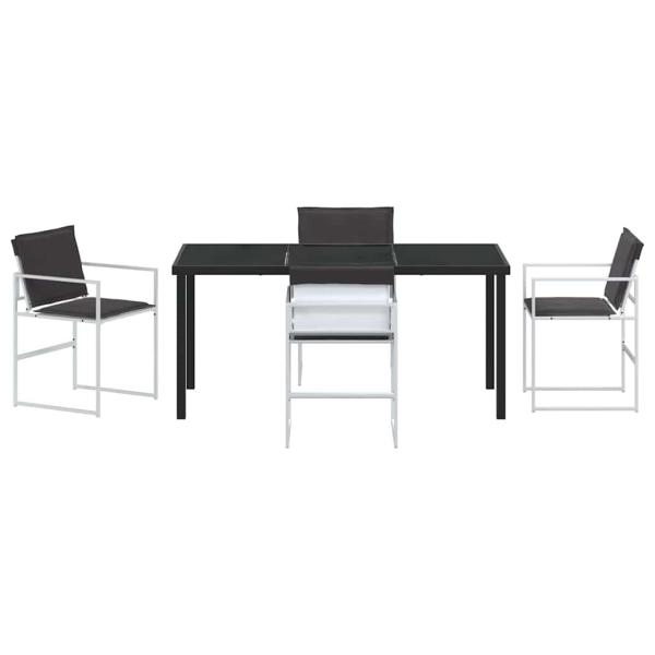 5-teiliges Garten-Ess-Set mit Kissen, Weiß, Textilene und Stahl