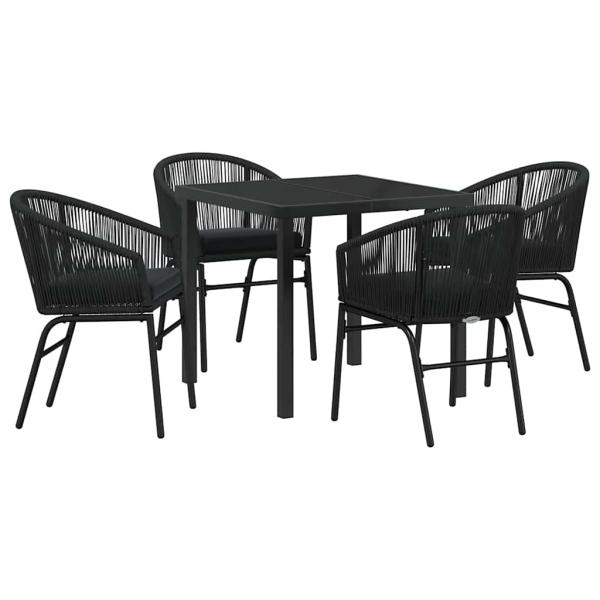 5-teiliges Garten-Essset Schwarz Poly-Rattan