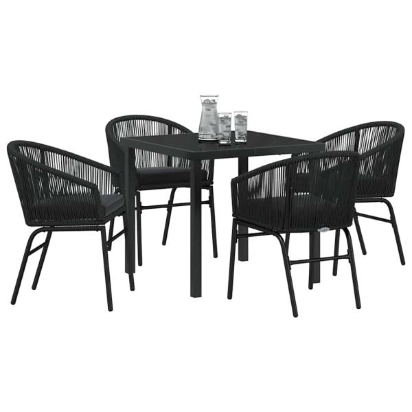 5-teiliges Garten-Essset Schwarz Poly-Rattan