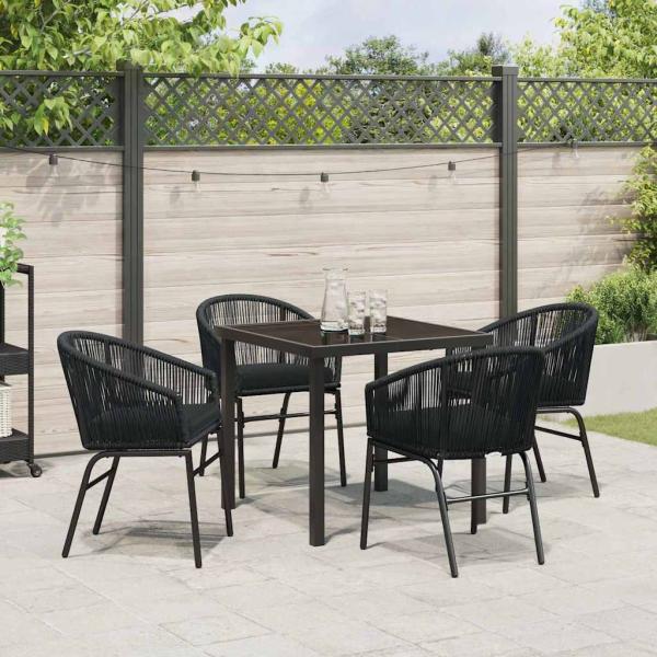 5-teiliges Garten-Essset Schwarz Poly-Rattan