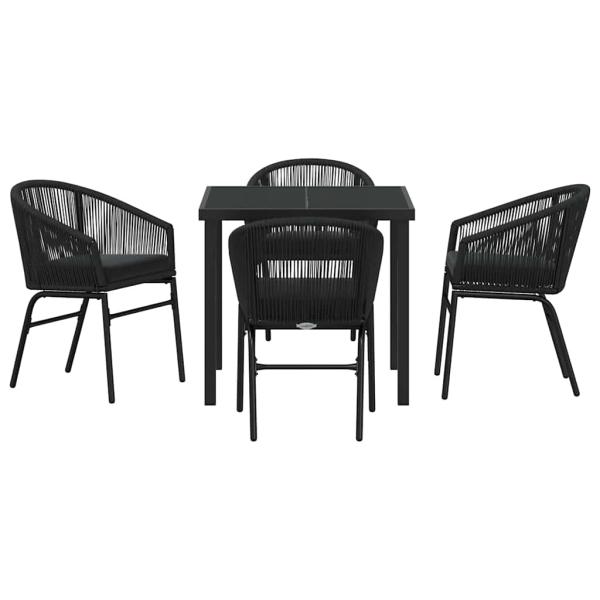 5-teiliges Garten-Essset Schwarz Poly-Rattan