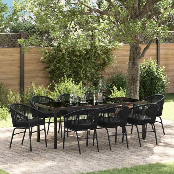 ARDEBO.de - Garten Essgruppe 9 stk. Schwarz Pulverbeschichteter Stahl