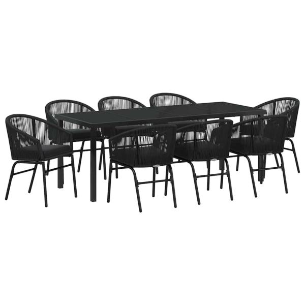Garten Essgruppe 9 stk. Schwarz Pulverbeschichteter Stahl