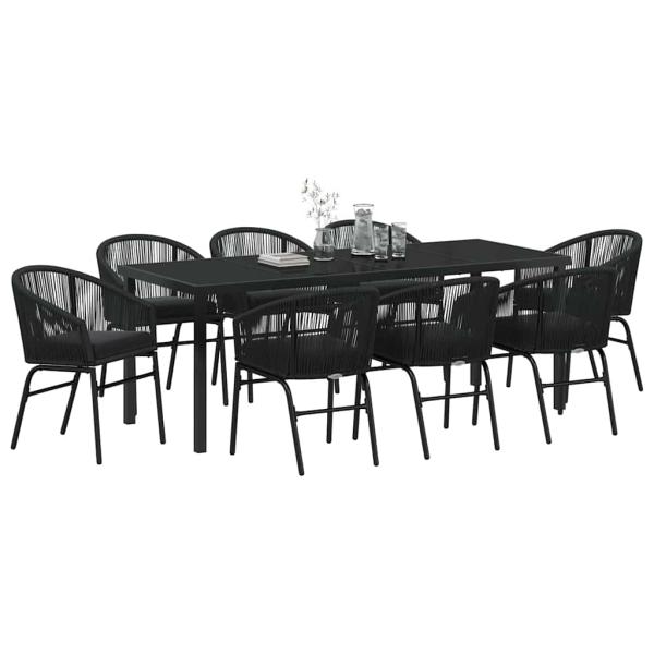 Garten Essgruppe 9 stk. Schwarz Pulverbeschichteter Stahl