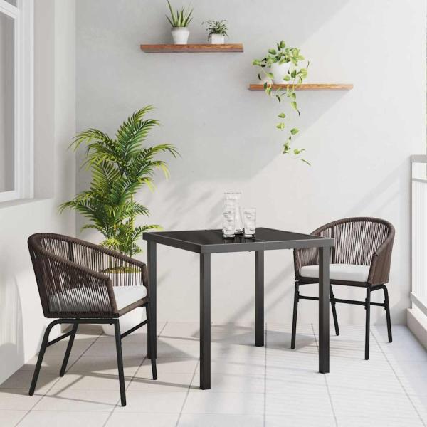 ARDEBO.de - 3-teiliges Garten-Essset Braun Poly-Rattan