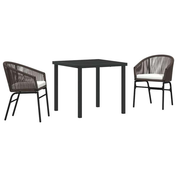 3-teiliges Garten-Essset Braun Poly-Rattan
