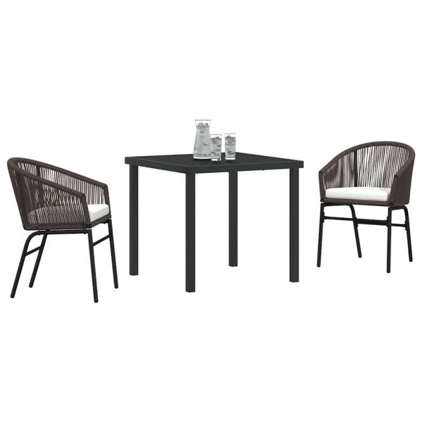 3-teiliges Garten-Essset Braun Poly-Rattan