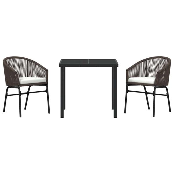 3-teiliges Garten-Essset Braun Poly-Rattan