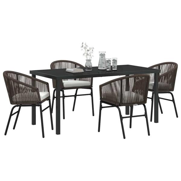 5-tlg. Garten-Esszimmer-Set Braunes Poly-Rattan