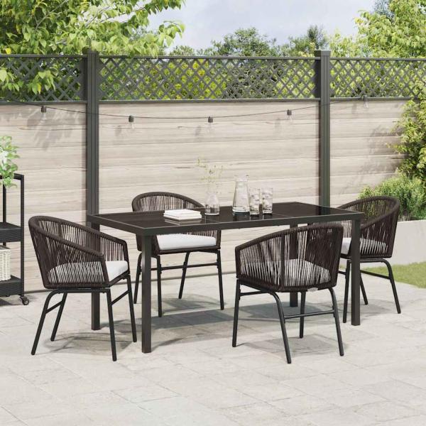 5-tlg. Garten-Esszimmer-Set Braunes Poly-Rattan